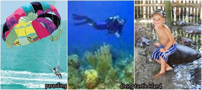 parasailing,scuba diving and turtle island at tanjung benoa nusa dua water sport.